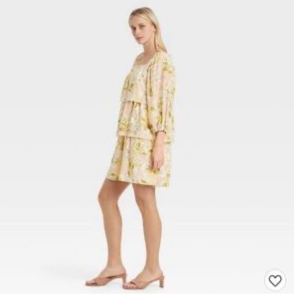 WHO WHAT WEAR Women's Floral Print Bishop 3/4 Sleeve Dress Size M NWT - Picture 2 of 4